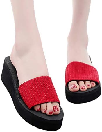 Womenените летни боемски отворени пети мода што не се лизгаат клинови, папучи за дами за чевли за чевли