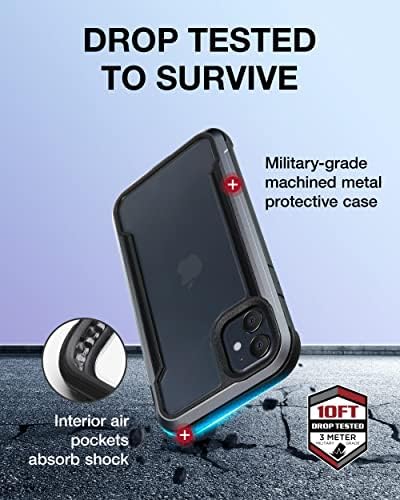 Раптик Штит за Iphone 11 Случај, Заштитна Јасна Кутија Отпорна На Удари, Тестирана Воена Капка Од 10 стапки, Издржлива Алуминиумска