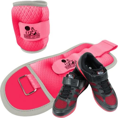 Тегови на зглобот на глуждот 2lb - розов пакет со чевли Венџа големина 10,5 - црна црвена боја