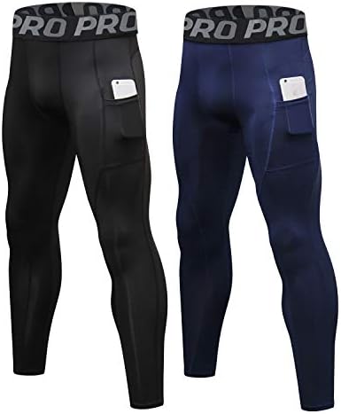 Панталони за компресија на Менс Ланбаоси со џебови за тренингот на тренингот кои трчаат хулахопки ладно сув атлетски спортски спортски