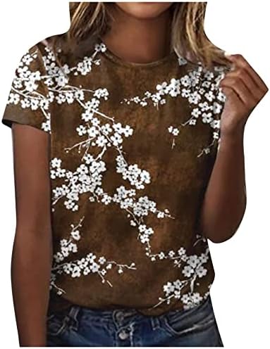 Летна есен маица дами кратка облека за облека мода памучен екипаж на вратот графички врвен врв за женски D6 D6