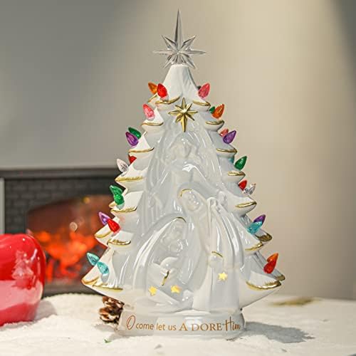 Керамичка новогодишна елка на Чонсун, 14 инчи, елка, гроздобер Божиќна декорација