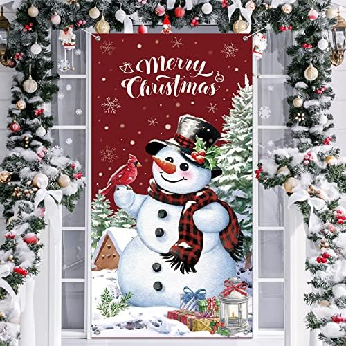 Божиќна снежна врата врата весела украси за Божиќни врата зимска позадина на позадината