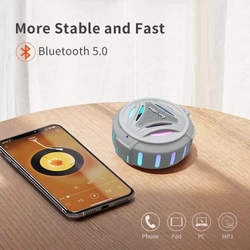Водоотпорен звучник на Heysong Bluetooth, IPX7 мал звучник за туширање, лесни преносни звучници за патување, базен, плажа, велосипедизам, кајак