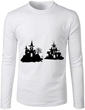 2022 година за Ноќта на вештерките, обични есенски зимски долги ракави o врат кошула печатена маичка со маици врвни кошули