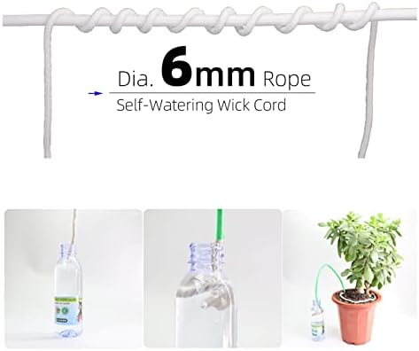 Nupart 4/5/6/8mm тенџере со абсорбента на вода Абсорбента со памук јаже DIY, автоматска вода за вода, растение за напојување, навлажнувачка градина
