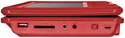 Ективен личен ДВД плеер со 7-инчен вртлен екран, слушалки, носење куќиште, црвена боја