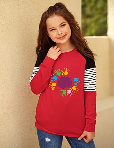 Lookbookstore девојки џемпери за маички со долги ракави, пулвер, врвови со маички со големина 4-13