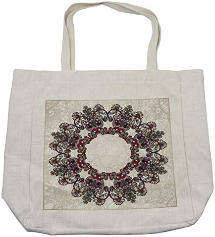 Торба за купување торба за мандала Амбесон, украсна ацтек фолклорна мандала обрасци Тело умот мозаик стил племенски, еколошки торба