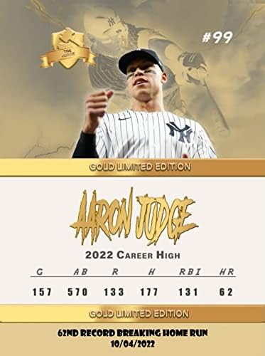 Арон СУДИЈА Дома Работи Рекорд Бејзбол Картичка-ОБИЧАЈ Направени Новина Бејзбол Картичка Прикажува Неговиот Рекорд Кршење 62 ДОМА