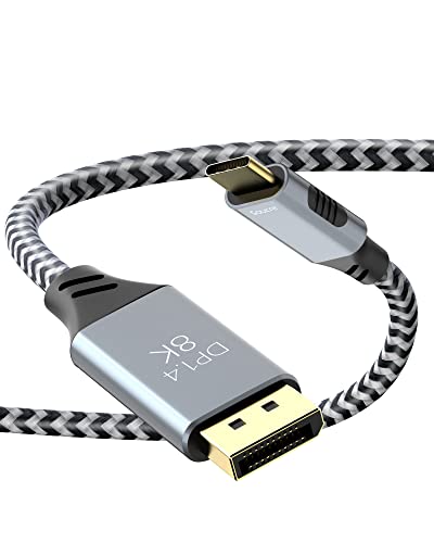 Fairikabe USB C за да се прикаже кабел 1.4 8K@60Hz, 6,6ft USB-C за приказ на кабелот [4K@60Hz/144Hz/120Hz, 2K@240Hz], тип C до DP
