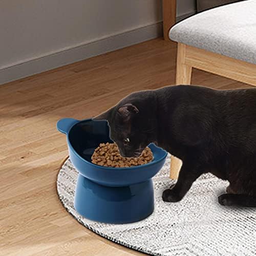 Подигната чинија за храна со навалена мачка, анти -повраќање наклонети чинии за хранење со мачки, навалена покачена сад за