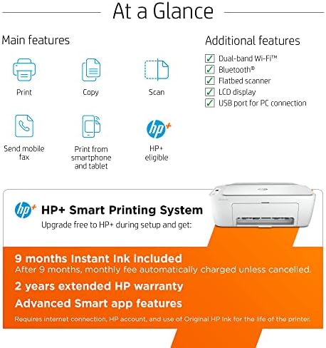 HP DeskJet 2734E безжичен печатач во боја се-во-еден со 9 месеци бесплатно мастило