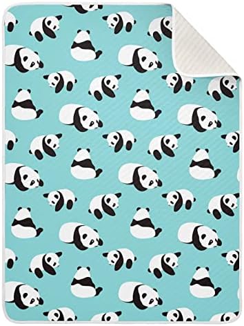 Swaddle Clature Clature Pandas Cotton Cotlet за доенчиња, примање ќебе, лесен мек залепено ќебе за креветчето, шетач, расадници, ќебиња
