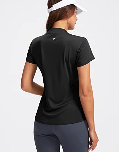 Santенска женска голф кошула поштеди нагоре со кратки ракави со кратки ракави UPF50+ тениски голф врвови за жени обична работа