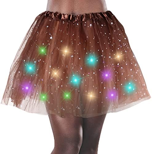LEDенски LED Tutu Scirt Slut Up Tutus Layered Tulle Tutu Scirds Sparkly Party Costume Costume за жени и девојчиња