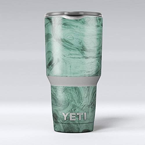 Дизајн Скинц зелена чеша мермерна површина v16 - комплет за винил за завиткување на кожата компатибилен со чашите за ладилни ладилни текови