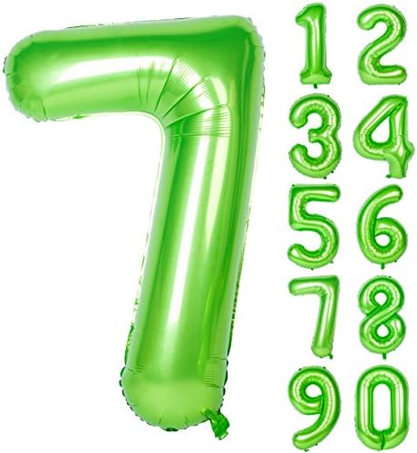 40 инчен зелен Голем Број Украси За Роденденска Забава Хелиумска Фолија Милар Голем Број Балон Дигитален 7