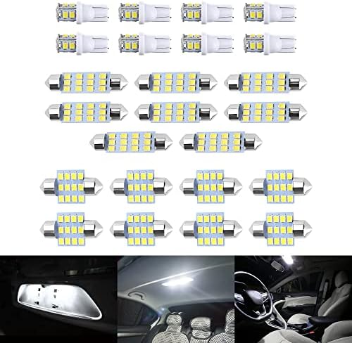 CXCOI 24pcs Бела 6500K LED Светилки Внатрешни Автомобил Светла Комплет, Автомобилски Замена Осветлување Производи За Купола Мапа Читање