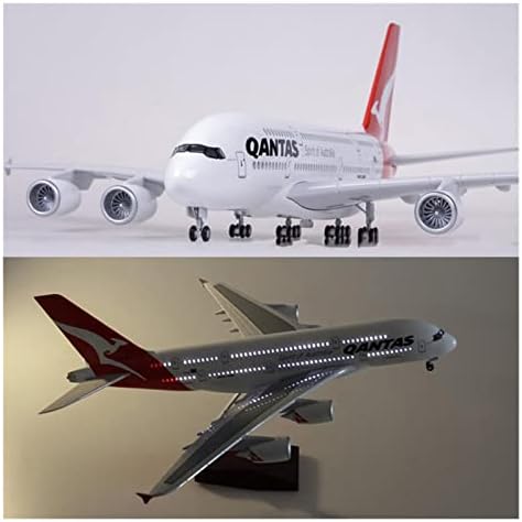 Модели на авиони 1/160 Airbus Fit for A380 Qantas Aviation Model W Light & Wheel Die-Cast Пластична колекција на авиони Графички
