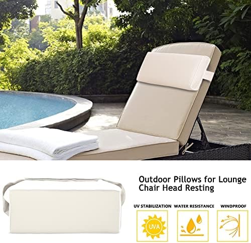 Enipate Outdoor Chaise Lounge Head Pillow, пакет од 2 перници отпорни на вода перници со еластична лента за столчиња за внатрешен двор