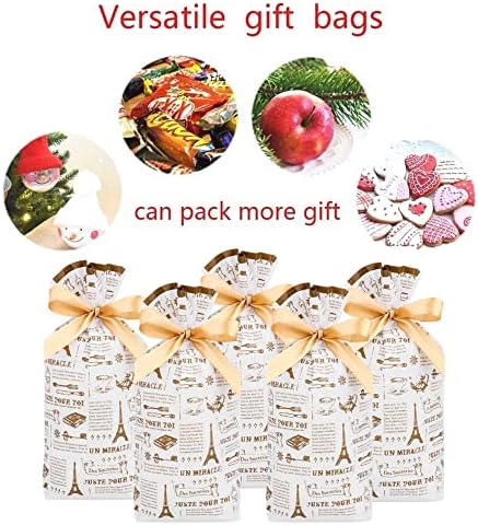 Dkaovh 50 пакет пластични торби за подароци, торби со бонбони, торбички за лекување, торби за колачиња, завиткување на подароци за забава, за Божиќ, роденденска забава, с