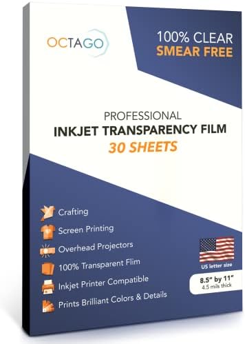 Октаго инк -џет Транспарентност на хартија за транспарентност за печатачи за инк -џет, филм за транспарентност во боја, ацетат листови
