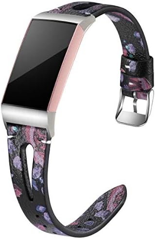 Маледан Компатибилен со Fitbit Полнење 3 И Fitbit Полнење 4 Бендови За Жени Девојки, Тенок Оригинален Кожен Бенд Замена За