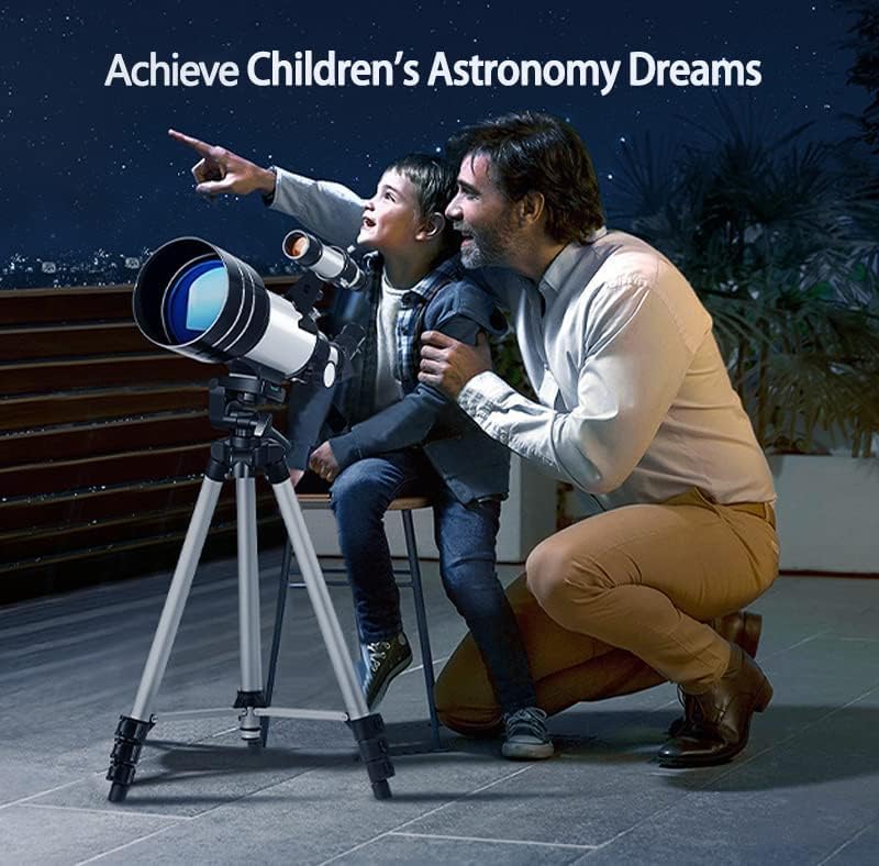 Јахј2тех Телескоп За Деца Возрасни Астрономија Почетници Професионален Астрономски Рефракторски Телескоп со Отвор од 70мм и Фокусна