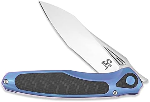 Нож За Преклопување SITIVIEN ST997, Рачно Изработен М390 Бисерно Четкано Челично Сечило,Рачка ОД Титаниум Јаглеродни Влакна Едц НОЖ за