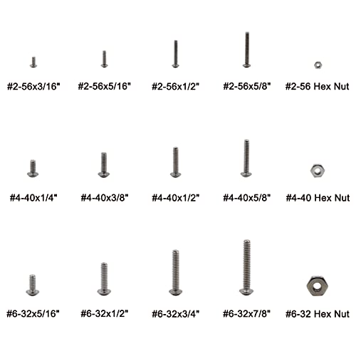 Hvazi#2-56#4-40#6-32 UNC UNC не'рѓосувачки челик со копчиња за капаци на капакот на копчињата, завртки за асортиман за асортиман на асортиман на ореви