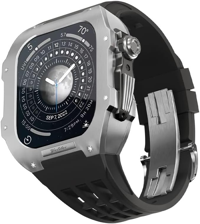 ТРДИБСК Гумена Лента Титаниум Рамка за Apple Watch 6/5/4/SE Apple Mod Гледајте Додаток Замена Титаниум Луксузен Случај Компатибилен Со