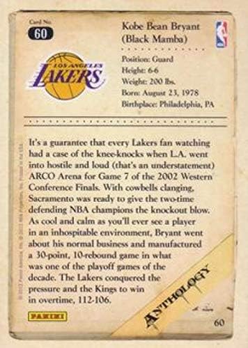 2012-13 Панини Коби Антологија Кошарка 60 Коби Брајант Лос Анџелес Лејкерс Официјална трговска картичка во НБА