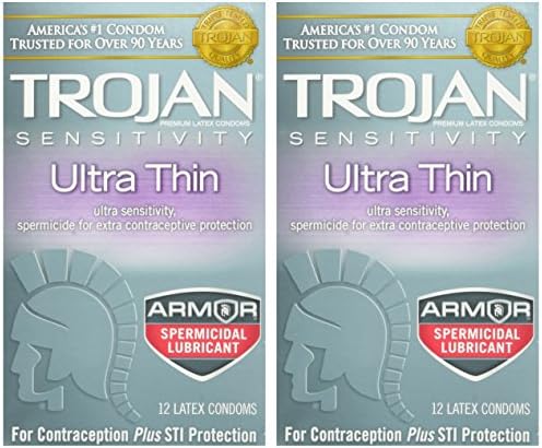 Чувствител на кондом на Тројан ултра тенки спермицидни 2 пакувања од 12 компјутер