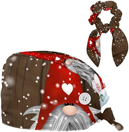 Медицински капачиња Муоум Прилагодливо работно капаче со копчиња и лак за коса Скруќно куче Дедо Мраз Клаус новогодишни елки и подароци
