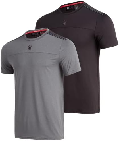 Атлетска маица за мажи на Спајдер - 2 пакувања суви вклопуваат во врска со кратки ракави за перформанси