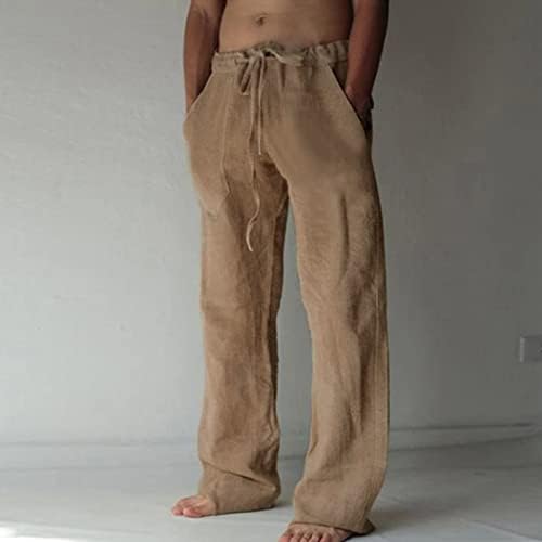 Miashui Mens Big и Thall Pants Панталони со половината Солидна должина Целосно панталони Обични дневни мажите за машка машка вежбање