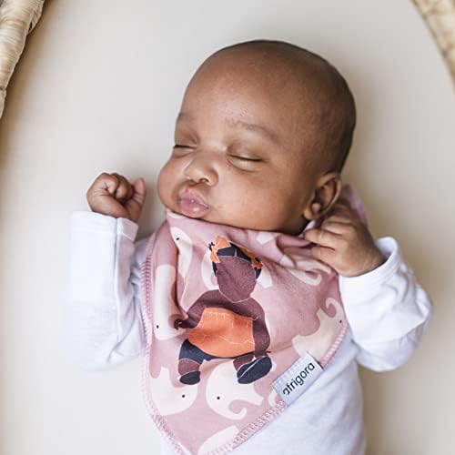 Афригора Браун Бебе Бандана Бибс за девојки 5-пакет органски памук за лепење новороденче 0-6 месеци новороденче 6-18 месеци дете 18-36 месеци