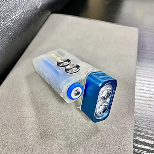 Rovyvon E7 EDC Flashlight Flashlight USB C полнење - 4000k 95+ High CRI, 500 Lumens GITD Blue мала фенерче со двојна моќност компатибилна