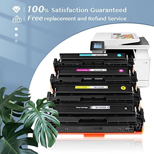 Vikua 206X Toner Cartridges 4 Pack High Yield No Chip, Compatible with Color Laserjet Pro M255dw M255nw MFP M282nw M283cdw