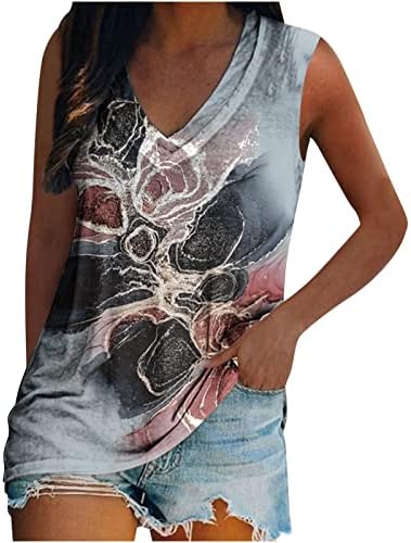 2023 Облека Мода V Вратот Памук Графичка Блуза Маица За Жени Top Лето Врвот Без Ракави V4 V4