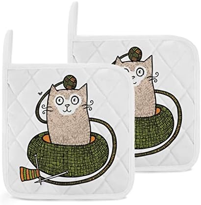 Држачи за мачки за плетење со мачки за кујна отпорна на топлина, топли влошки за печење за печење за готвење
