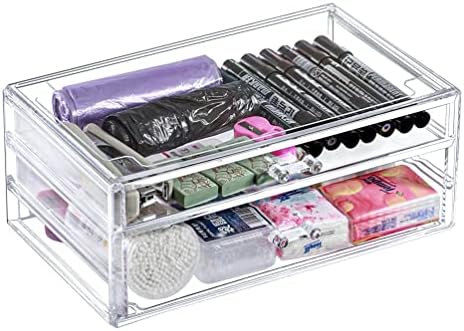 FifturedIsPlays® Чиста пластична организатор за шминка со две фигури за складирање на таблети 11 долги x 6,5 широк x 4,6 Висок 15604-NPF