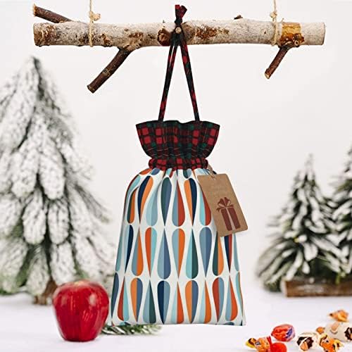 Божиќни Торби За Подароци Со жици за Влечење, Модерно Ретро Од Средината На Векот Со Форми На Капки - Мали Торби За Бонбони За Божиќно