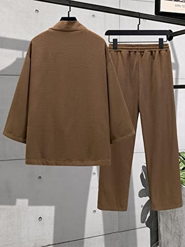 Nibhz Облека со две парчиња за мажи со цврсти кимоно и влечење панталони за половината без мета