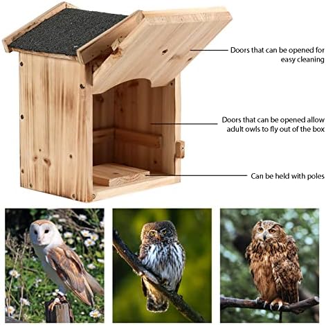 Owl House Owl Box Owl кутии за надвор од Screech Owl House With Bird Stand Owl Гнездење кутија штала був птица куќа голема рачно изработена