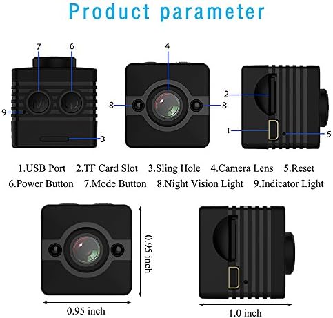 Каинда мини камера водоотпорен целосен HD 1080p со ноќно гледање и откривање на движење, преносен видео спорт DVR Camcorder Car Recorder,