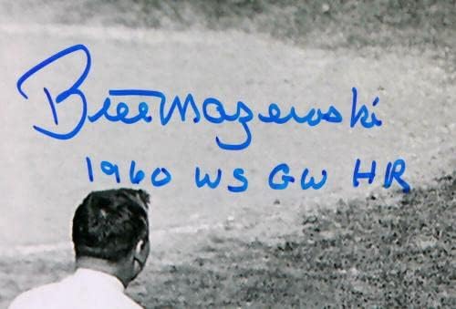 Бил Мазероски потпиша 16x20 1960 GW WS Home Run Felegration Photo -JSA W *Blue - Автограмирани фотографии од MLB