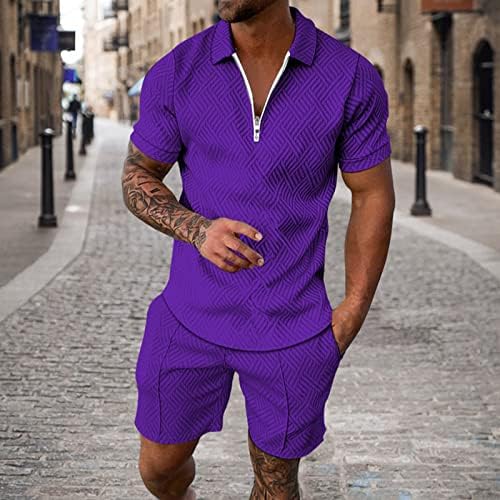 Бобт џемпери за мажи летна обична цврста боја со кратка боја на кратки ракави, патент за патент, спортски шорцеви костуми
