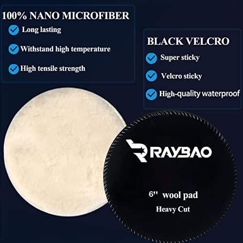 Подложни влошки за тампонирање на Raybao, влошки за полирање 6 -инчи за 6 -инчен плоча за поддршка, комплет за сечење на сунѓер и волнени